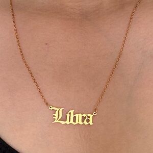 Gold Libra Stainless Steel Zodiac Sign Necklace